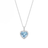 Heart Aquamarine & Diamond Necklace, 18K White Gold