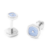 Chalcedony Cushion Cufflinks, 18K White Gold
