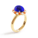 Cabochon Sapphire, Diamond & Spessartite Ring