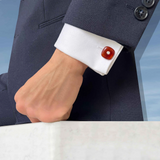 Cabochon Carnelian & Diamond Cufflinks