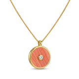 Coral and Diamond Amulet Pendant, 18K Yellow Gold