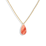 Coral and Diamond Teardrop Pendant, 18K Gold
