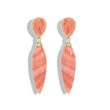 Coral and Diamonds Gold Drop Spike Earrings