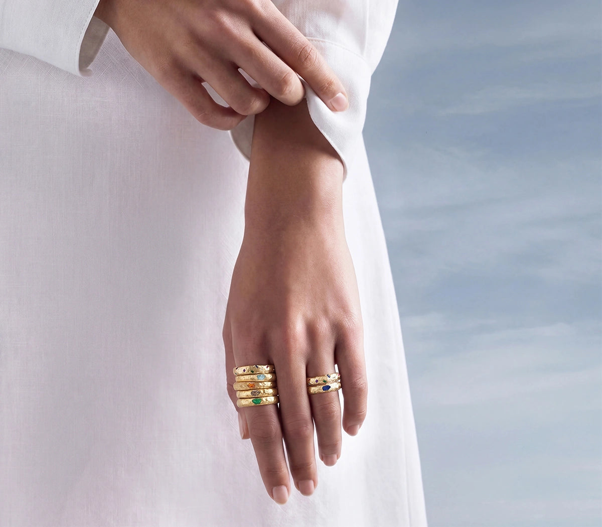 raw gemstones textured gold ring marcello riccio 