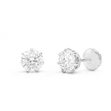 Round Diamond Claw Set Stud Earrings, Gold & Platinum