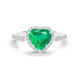 Heart Emerald & Diamonds 18K White Gold Ring