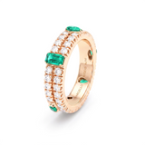 Emerald & Diamond Eternity Ring, 18K Gold