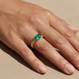 East West Marquise Emerald Claw Set Solitaire Ring, 18K Yellow Gold