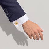 Round Emerald Cufflinks, 18K Textured Gold