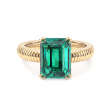 Emerald Claw Set Solitaire Engagement Ring, 18K Yellow Gold