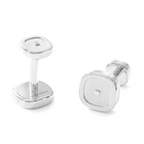 Cushion Brushed Cufflinks, Solid 18K Gold or 950 Platinum