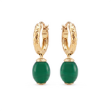Green Onyx Drop Earrings, 18K Raw Gold