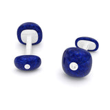 Cabochon Lapis Lazuli and Diamonds Round Cufflinks, silver