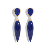 Lapis Lazuli and Diamond Drop Spike Earrings, 18K Gold