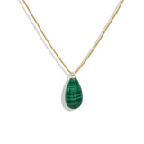Malachite and Diamond Teardrop Pendant, 18K Gold