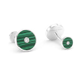 Malachite and Diamonds Round Cufflinks, 18K Yellow Gold