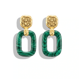 Malachite Drop Earrings, 18K Raw Gold