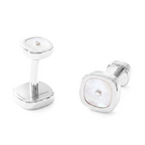 Mother of Pearl Cushion Cufflinks, 18K White & Silver