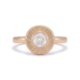 Mother of Pearl & Diamond Talisman Ring, Textured 18K Yellow Gold
