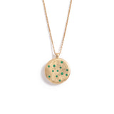 Round Scatter Emerald Necklace in 18K Textured Gold