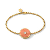 Coral and Diamond in 18K Gold or Silver Bracelet