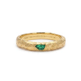 Raw Emerald Solitaire Ring in Textured 18ct Gold