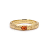 Raw Spessartite-Garnet Solitaire Ring in Textured 18ct Gold
