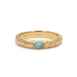 Raw Aquamarine Solitaire Ring in Textured 18ct Gold