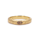 Raw Cognac Diamond Solitaire Ring in Textured 18ct Gold