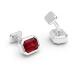Emerald Cut Ruby Cufflinks, 18K White Gold