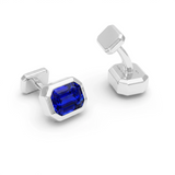 Octagon sapphire Cufflinks, 18K Yellow & White Gold