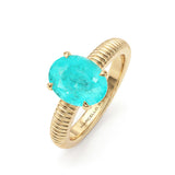 Oval Paraiba Tourmaline Solitaire Ring, 18K Yellow Gold