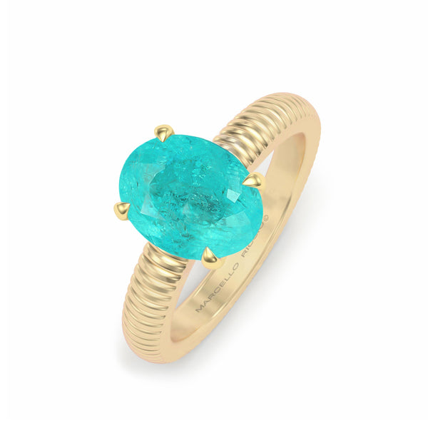 Oval Paraiba Tourmaline Solitaire Ring