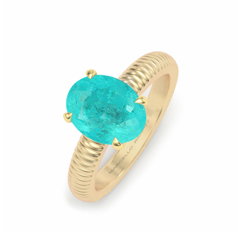 Oval Paraiba Tourmaline Solitaire Ring