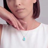 Pear Neon Paraiba Tourmaline & Diamonds 18k White Gold Necklace on model