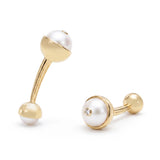 Diamonds and Pearl Ballon Sphere Cufflinks, 18K Gold
