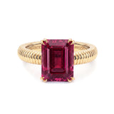 Pink Tourmaline Solitaire Engagement Ring, 18K Gold