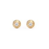Round Diamond Stud Earrings, 18K Textured Gold