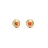 Round Spessartite-Garnet Stud Earrings, 18K Textured Gold 