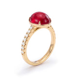 Cabochon Ruby and Diamond Ring, 18K Yellow Gold