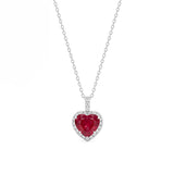 Heart Ruby & Diamonds, 18K White Gold Necklace