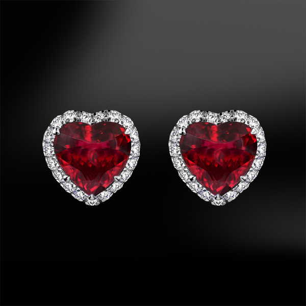 ruby diamonds heart earrings