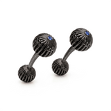 Blue Sapphire Ballon 18K Black Gold or Black Silver Cufflinks