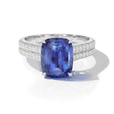 Cushion Sapphire & Diamond Platinum Engagement Ring 