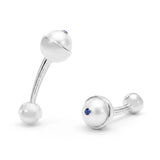 Sapphire and Pearl Ballon Cufflinks, 18K White Gold