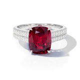 Cushion Spinel & Diamond Platinum Ring 