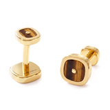 Tiger Eye Cushion Cufflinks, 18K Yellow Gold