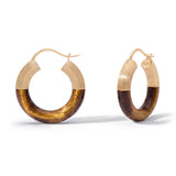 Tiger Eye Hoop Earrings, 18K Textured Gold