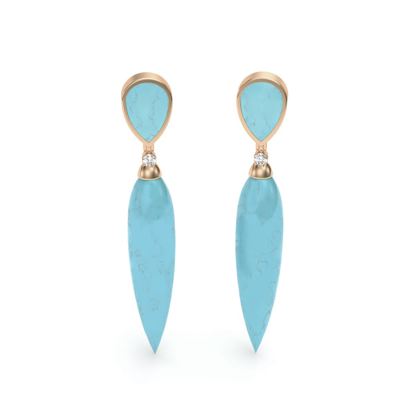TURQUOISE & DIAMOND Spike Drop Earrings
