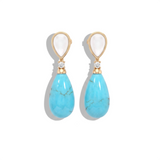 Turquoise, Mother of Pearl & Diamond Teardrop Earrings, 18K Gold
